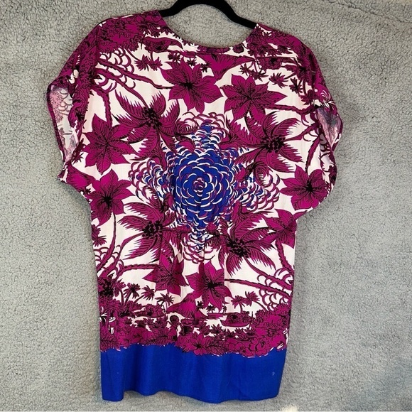 CAbi #193 Floral White Pink Front Tie Tunic Blouse - Picture 6 of 10